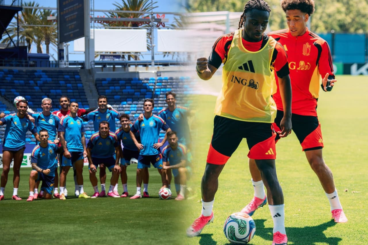 España y Bélgica entrenan para los cuartos de final del Mundial. Foto: España/Bélgica