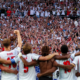 Inglaterra celebrando la clasificación a semis. Foto: Inglaterra