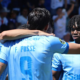 Mateo Viera celebrando con sus compañeros de Macará el gol a LDU. Foto: Macará