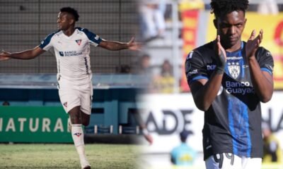 Michael Estrada y Djorkaeff Reasco en LigaPro. Foto: Redes sociales de LDU e IDV