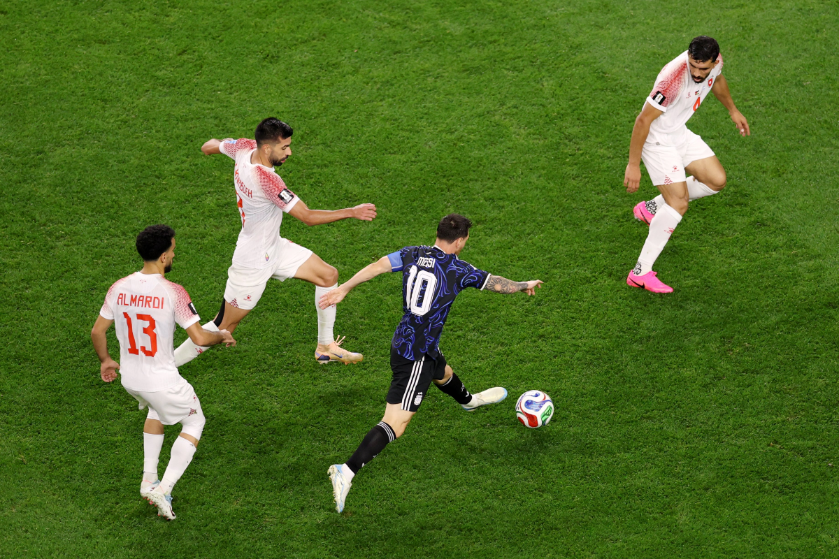 La magia de Lionel Messi frente a Jordania. Foto: Argentina