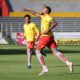 Ayrton Preciado festejando un gol frente a Leones FC en la LigaEcuabet