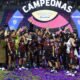Dragonas IDV festeja con el título de campeona de la Superliga Femenina. Foto: API