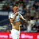 Damián Díaz en el doblete ante Emelec en abril de 2026. Foto API