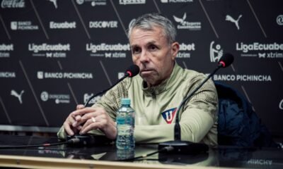 Gustavo Álvarez en rueda de prensa posterior al partido con IDV. Foto LDU