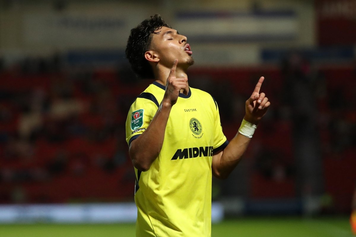 Jeremy Sarmiento celebrando el gol con la camiseta del Middlesbrough. Foto: Middlesbrough.
