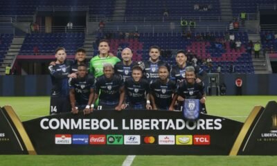 El equipo de Independiente del Valle que jugó contra Libertad, de Paraguay, en la Conmebol Libertadores, el 19 de mayo. Foto: API