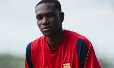 Josué Caicedo en su primer entrenamiento con el FC Barcelona B. Foto FC Barcelona B