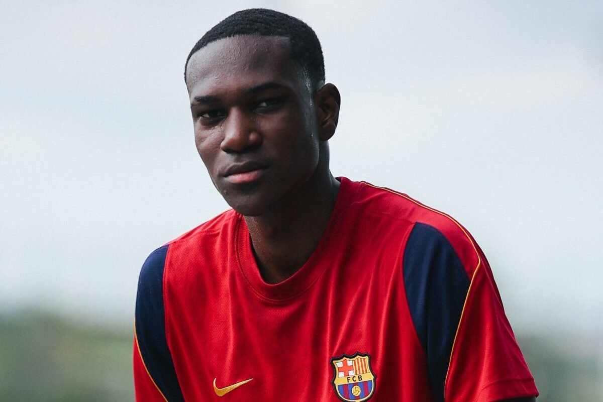 Josué Caicedo en su primer entrenamiento con el FC Barcelona B. Foto FC Barcelona B
