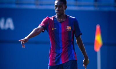 Josué Caicedo en su primera victoria como titular en el FC Barcelona B. Foto FC Barcelona B