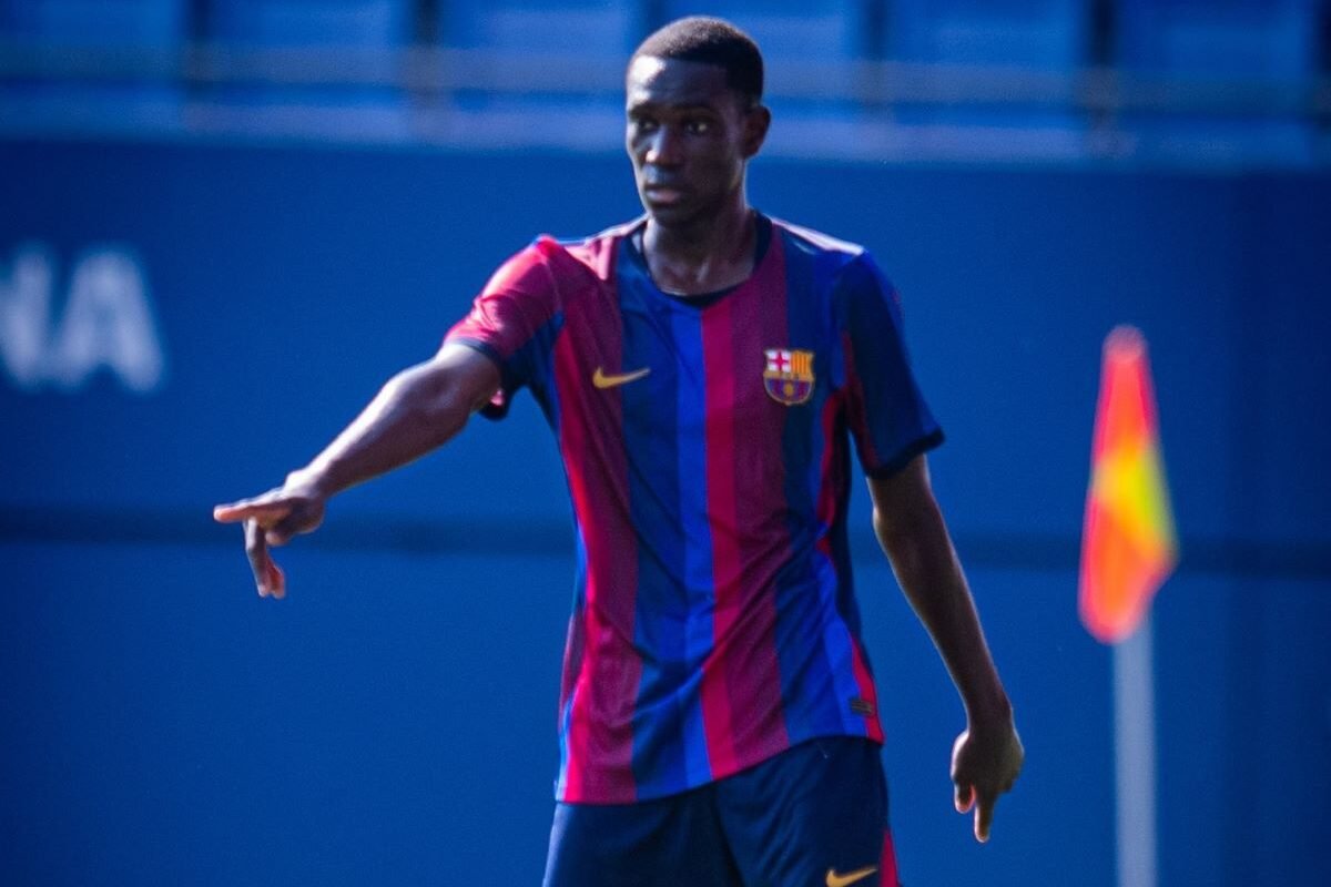 Josué Caicedo en su primera victoria como titular en el FC Barcelona B. Foto FC Barcelona B