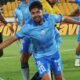 Mateo Viera en el gol del triunfo para Macará ante Barcelona SC. Foto Macará