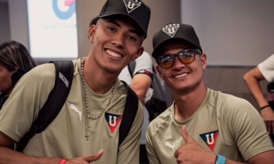 Sebastián González y Alexander Alvarado rumbo a Brasil con LDU. Foto LDU