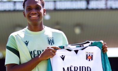 Darwin Guagua con la camiseta de su nuevo equipo, AD Mérida, de tercera división española. Foto: AD Mérida