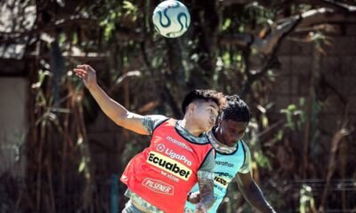Jesús Prettel y Ricardo Adé en un entrenamiento de Liga de Quito. Foto: LDU