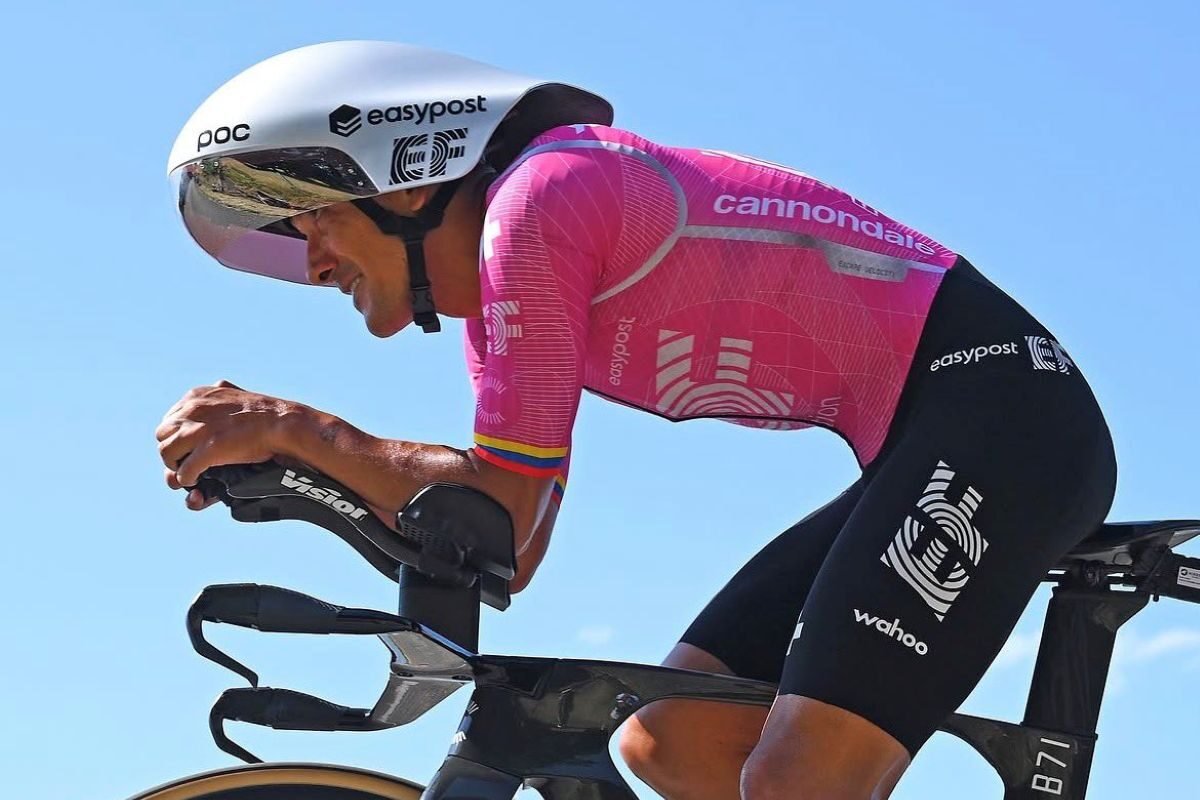 Richard Carapaz en la etapa contrareloj en La Vuelta. foto: La Vuelta