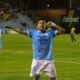Joaquín Vergés festeja el gol que le hizo a Barcelona SC, en Manta. Foto: API