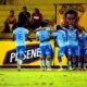 Macará celebra un gol ante Barcelona, el 8 de agosto de 2026. Foto: API