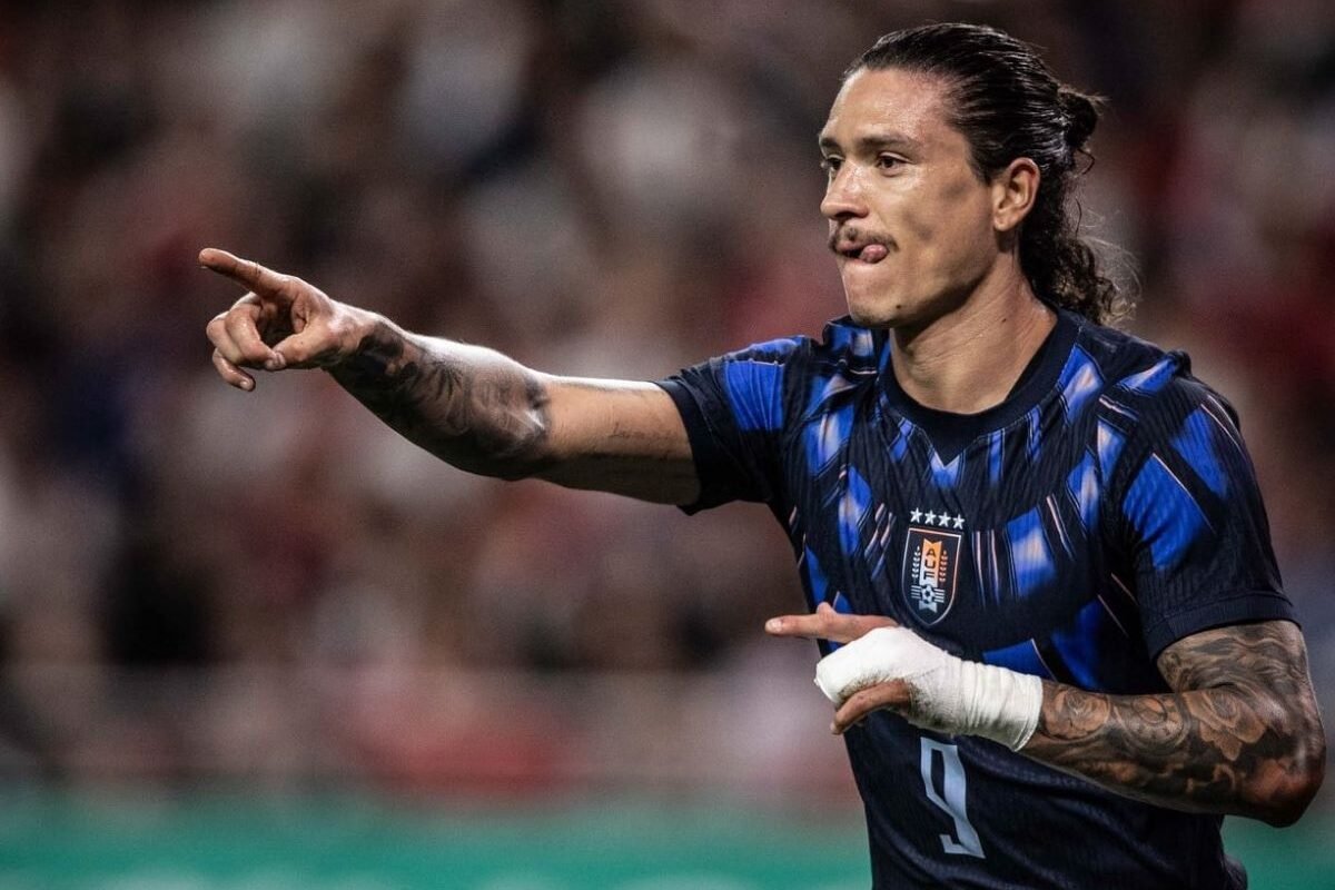 Darwin Núñez de Uruguay celebrando su gol a Corea del Sur. Foto Selección de Uruguay