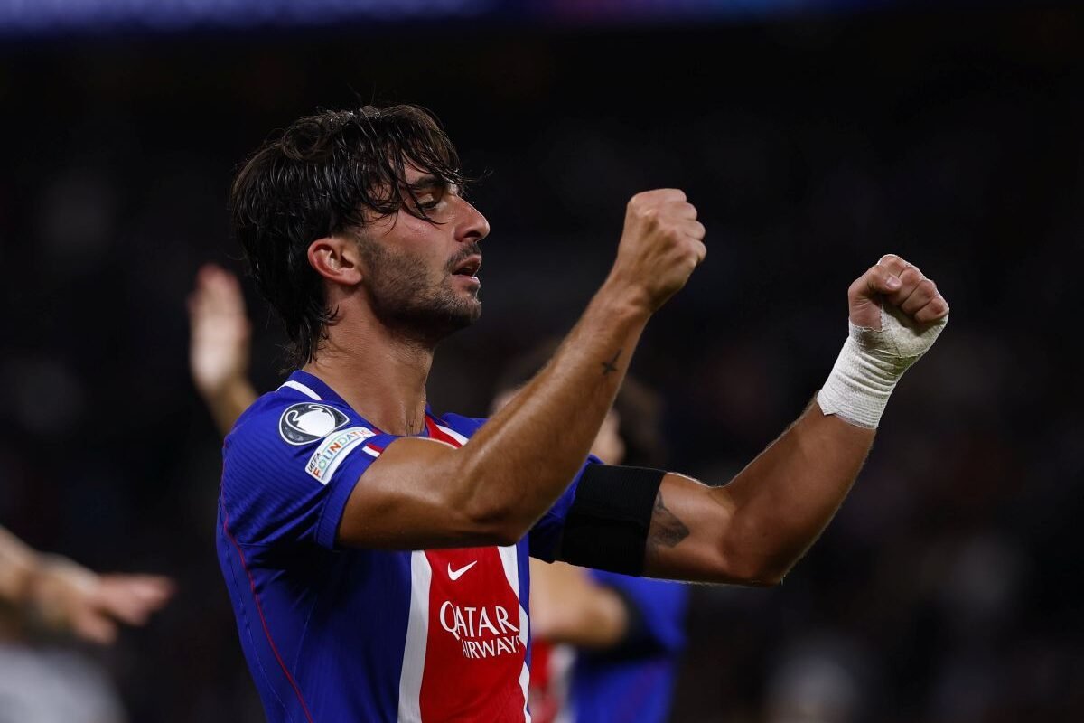 Ferrán Torres celebra el primer gol con el PSG en la Champions League. Foto: PSG