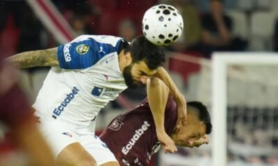Gian Franco Allala, de Liga de Quito, en el juego ante Mushuc Runa. Foto: API