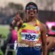 Mary Granja festeja la medalla de oro en atletismo en los Juegos Suramericanos. Foto: Team Ecuador