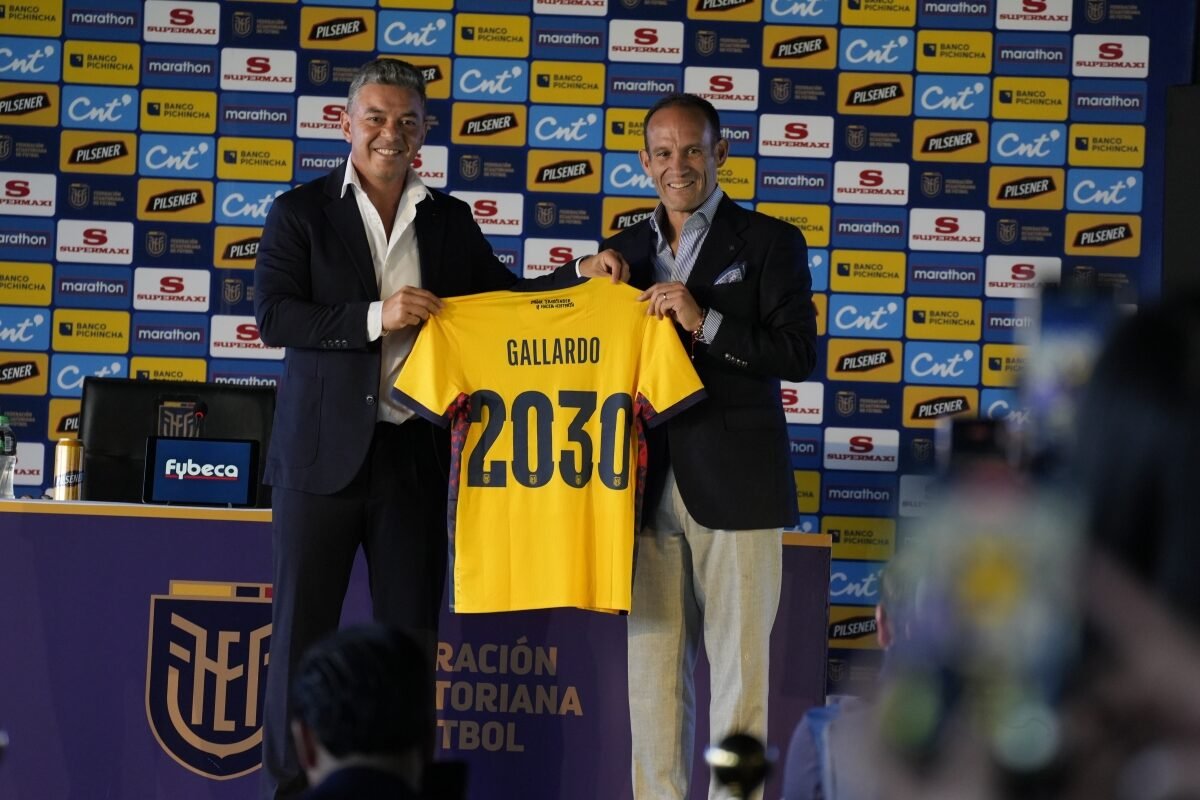 Marcelo Gallardo en su presentación como entrenador de la Selección de Ecuador. Foto: FEF