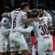 Plantel de Fluminense celebra el gol de Agustín Canobbio ante Platense. Foto: Conmebol Libertadores