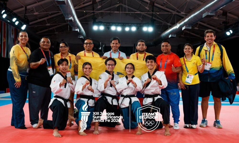 Katlen Jerves, Fernando Salgado, Lester Mota y Lissete Segura en los Juegos Suramericanos 2026. Foto Team Ecuador