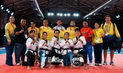 Katlen Jerves, Fernando Salgado, Lester Mota y Lissete Segura en los Juegos Suramericanos 2026. Foto Team Ecuador