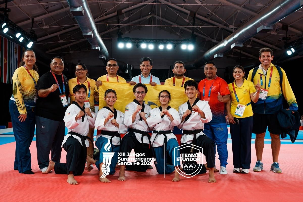 Katlen Jerves, Fernando Salgado, Lester Mota y Lissete Segura en los Juegos Suramericanos 2026. Foto Team Ecuador