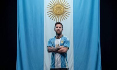 Lionel Messi vistiendo la camiseta que usará en su último partido con Argentina. Foto Lionel Messi