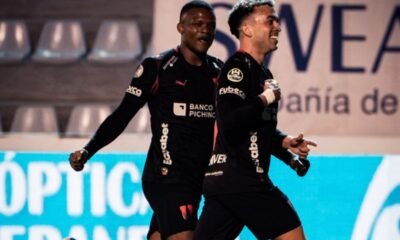 Lucas Rodríguez celebrando su gol ante Técnico Universitario. Foto LDU