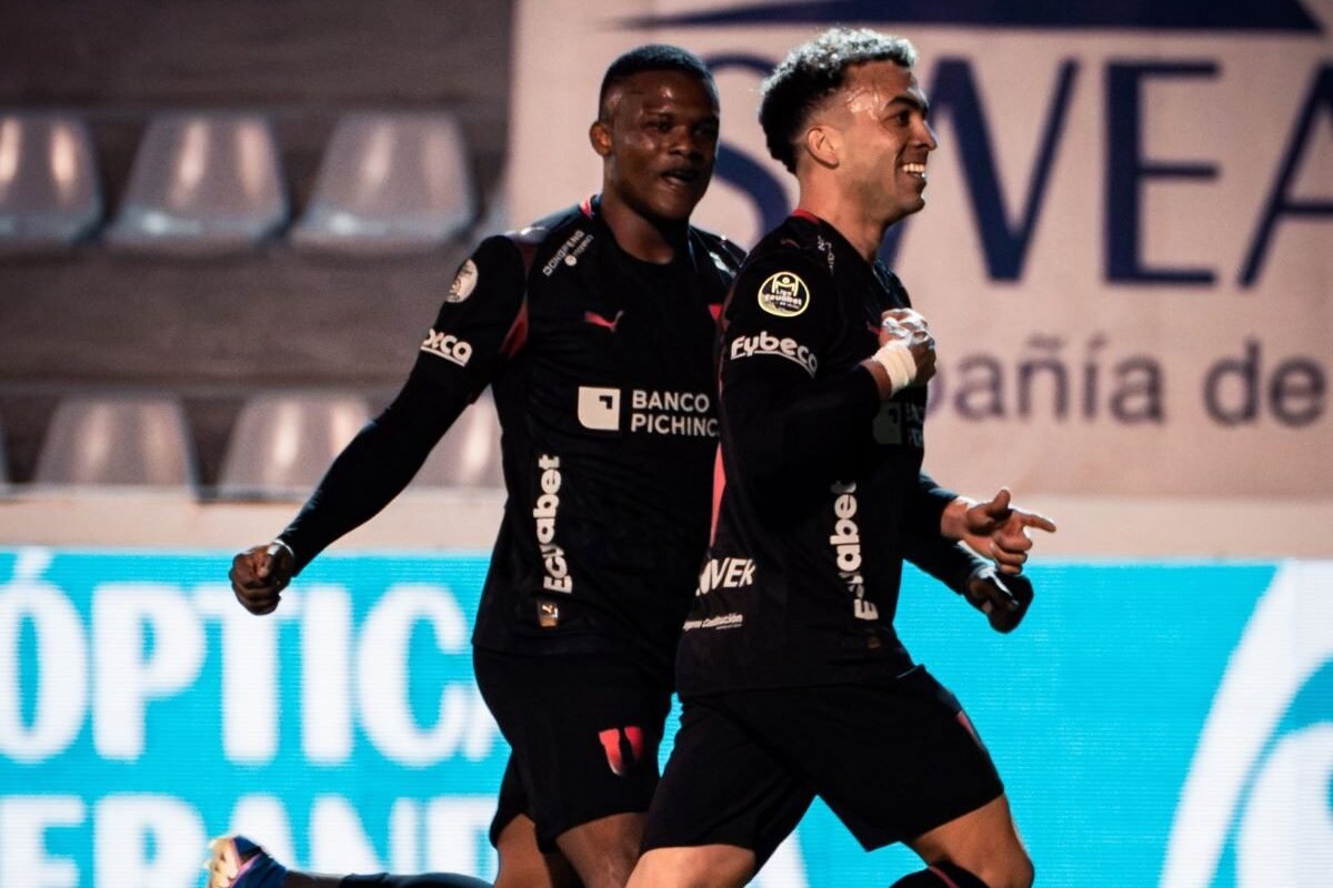 Lucas Rodríguez celebrando su gol ante Técnico Universitario. Foto LDU