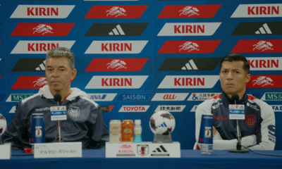 Marcelo Gallardo y Alan Franco en la rueda de prensa de La Tri. Foto Captura de pantalla