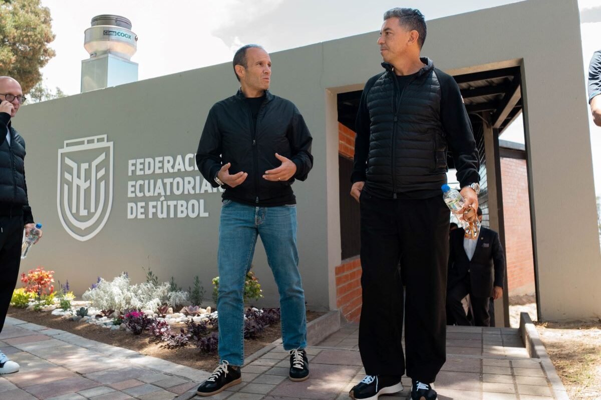 Marcelo Gallardo y Francisco Egas en la casa de la Selección de Ecuador. Foto FEF