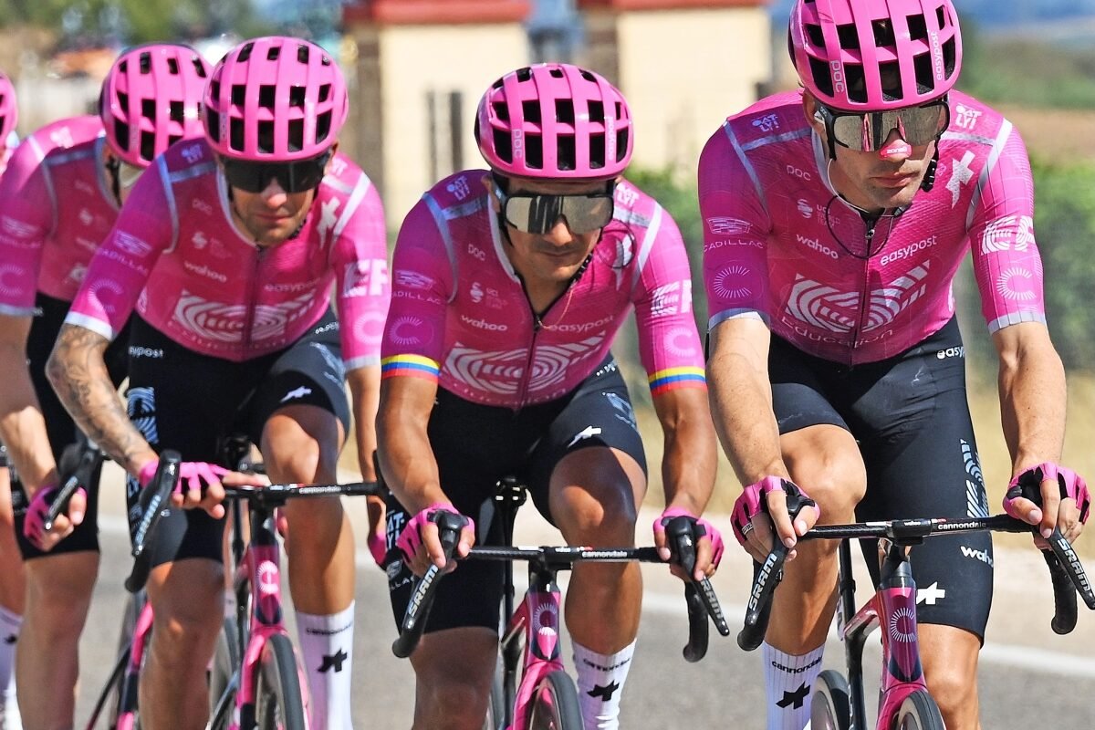 Richard Carapaz y su equipo en la etapa 17 de La Vuelta. Foto Richard Carapaz IG