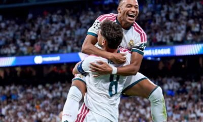 Kylian Mbappé y Federico Valverde festejan el triunfo ante el Inter Milán. Foto: Real Madrid