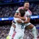 Kylian Mbappé y Federico Valverde festejan el triunfo ante el Inter Milán. Foto: Real Madrid