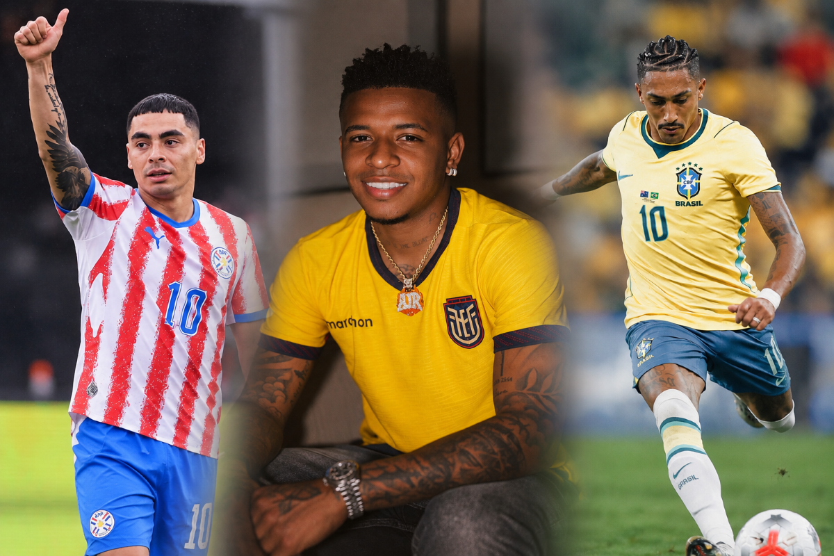 Miguel Almirón, Keny Arroyo y Raphinha con sus respectivas selecciones. Fotos: Selección de Paraguay, Keny Arroyo, Selección de Brasil