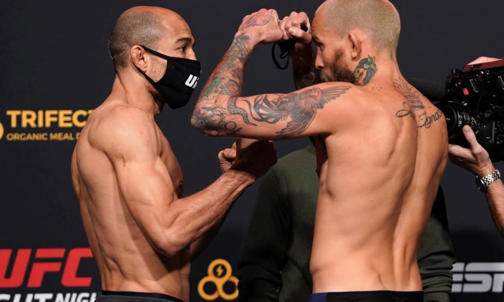 Marlon ‘Chito’ Vera en el careo con José Aldo en el UFC Vegas 17. Foto: Chito Vera