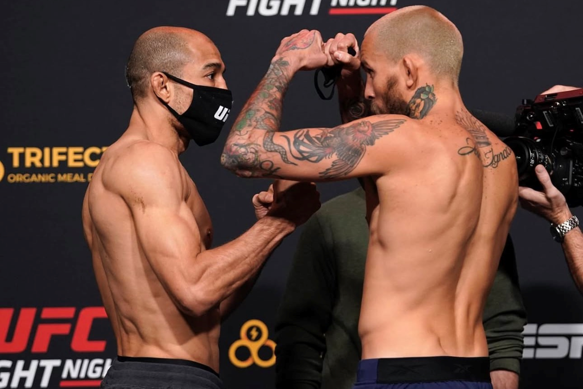 Marlon ‘Chito’ Vera en el careo con José Aldo en el UFC Vegas 17. Foto: Chito Vera