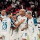 Deyverson celebra con sus compañeros el gol que anotó para Liga de Quito ante Deportivo Quito. Foto: LDU