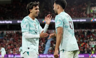 Joao Félix y Goncalo Ramos celebran el gol ante Noruega. Foto: Nations League