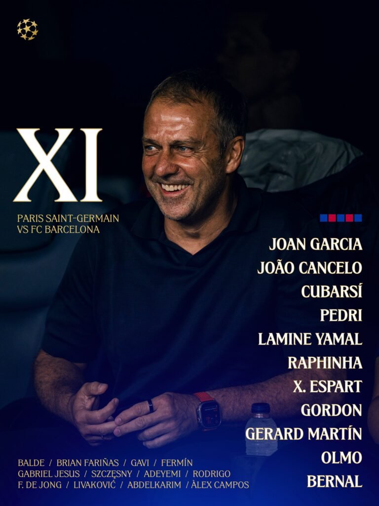 Alineación del FC Barcelona para el partido contra el PSG. Foto FC Barcelona