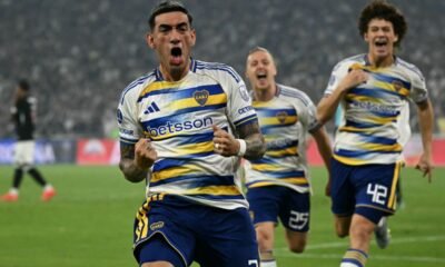 Lautaro Di Lollo celebra el primer gol que anotó Boca Juniors ante Vasco da Gama en el Maracaná. Foto: Boca Jrs