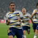 Lautaro Di Lollo celebra el primer gol que anotó Boca Juniors ante Vasco da Gama en el Maracaná. Foto: Boca Jrs