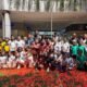 Jugadores y ejecutivos en la presentación del Soccer Talent Femenino en el Condado Shopping.