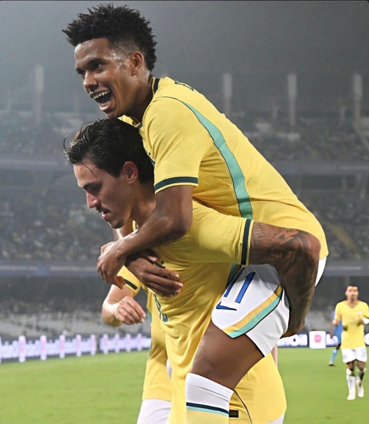 Eestevao celebra uno de los goles de Brasil ante India. Foto: CBF