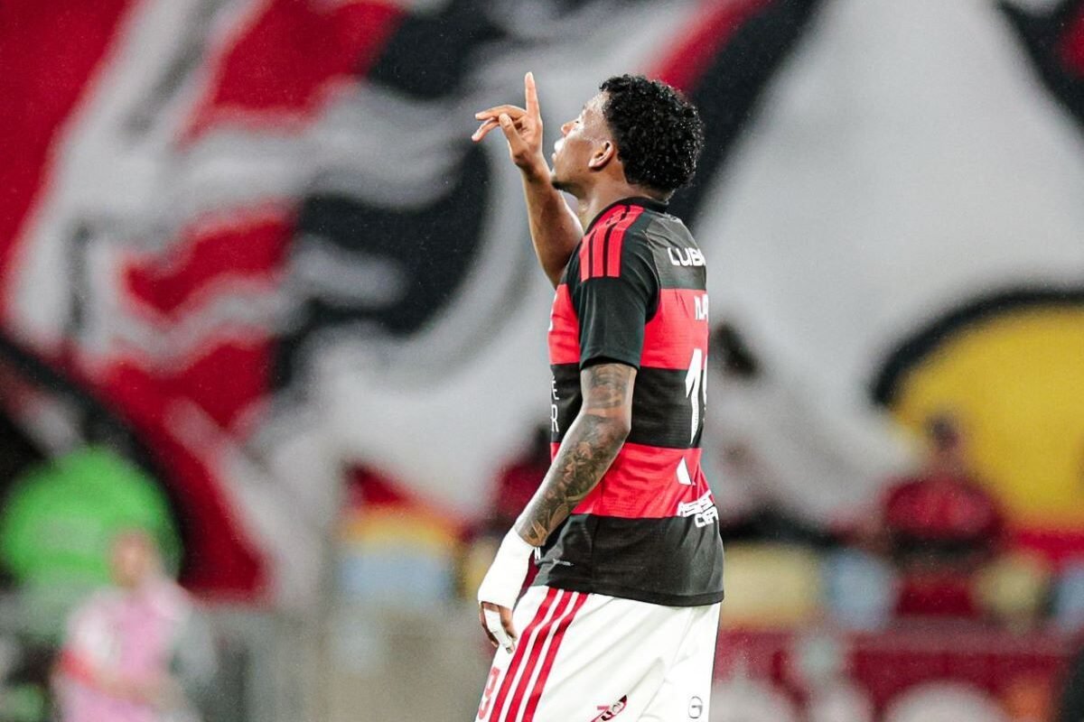 Gonzalo Plata celebrando su gol ante Atlético Mineiro el 26 de octubre de 2026. Foto Flamengo